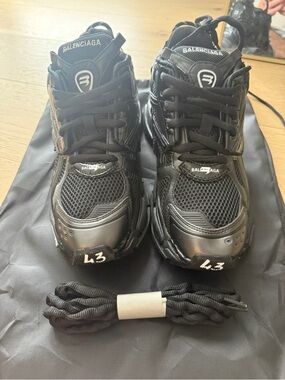 Balenciaga Black Chunky Mesh & Leather Sneakers